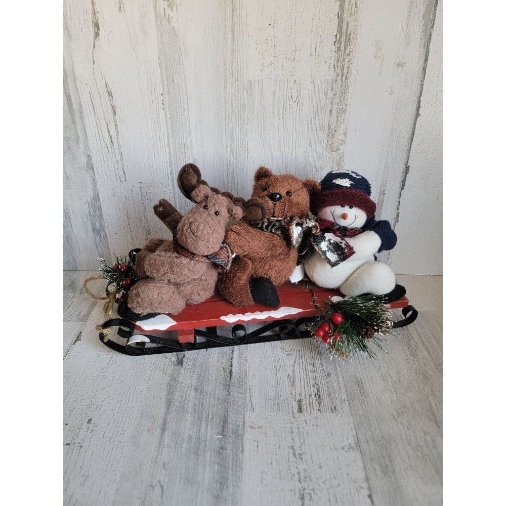 Unique plush long sleigh reindeer bear snowman Xmas home decor